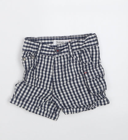 Babaluno Boys Blue Check Cotton Cropped Trousers Size 6-9 Months  Button