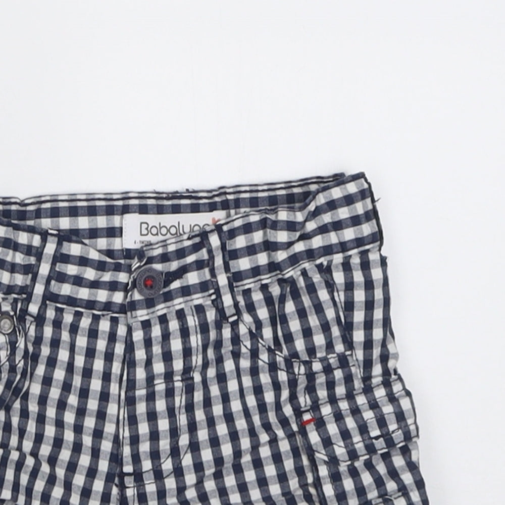 Babaluno Boys Blue Check Cotton Cropped Trousers Size 6-9 Months  Button