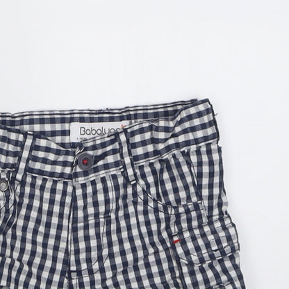 Babaluno Boys Blue Check Cotton Cropped Trousers Size 6-9 Months  Button