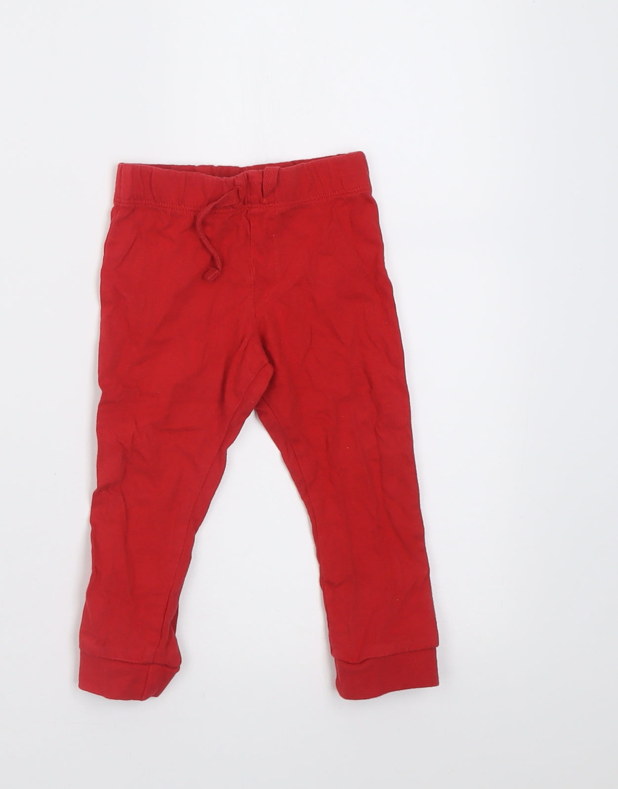 F&F Girls Red  Cotton Capri Trousers Size 9-12 Months  Tie