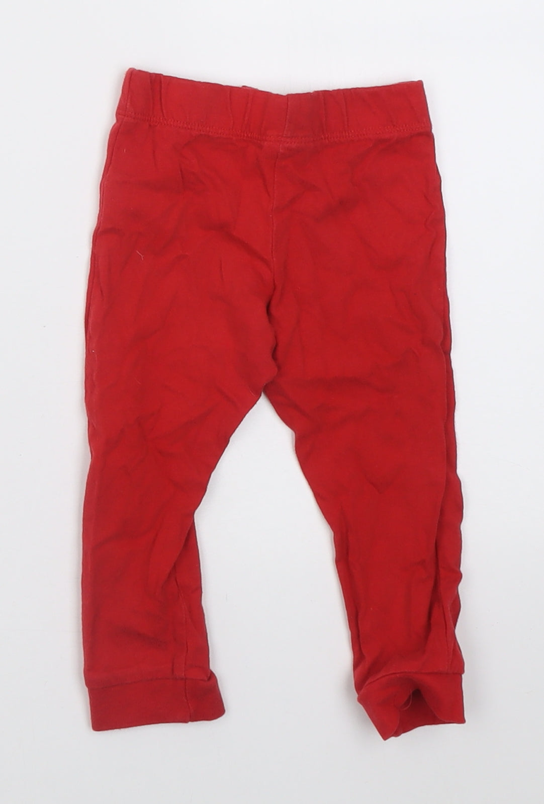 F&F Girls Red  Cotton Capri Trousers Size 9-12 Months  Tie