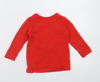 George Baby Red  Cotton Basic Casual Size 9-12 Months Crew Neck Pullover - Team Santa