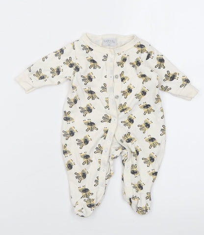 Rockabye-Baby Baby White Geometric Cotton Babygrow One-Piece Size Newborn  Button