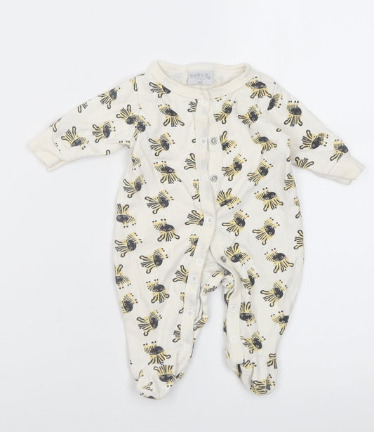 Rockabye-Baby Baby White Geometric Cotton Babygrow One-Piece Size Newborn  Button