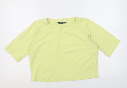Womens UK Size M French Connection Yellow Cropped T-Shirt