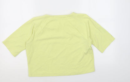 Womens UK Size M French Connection Yellow Cropped T-Shirt
