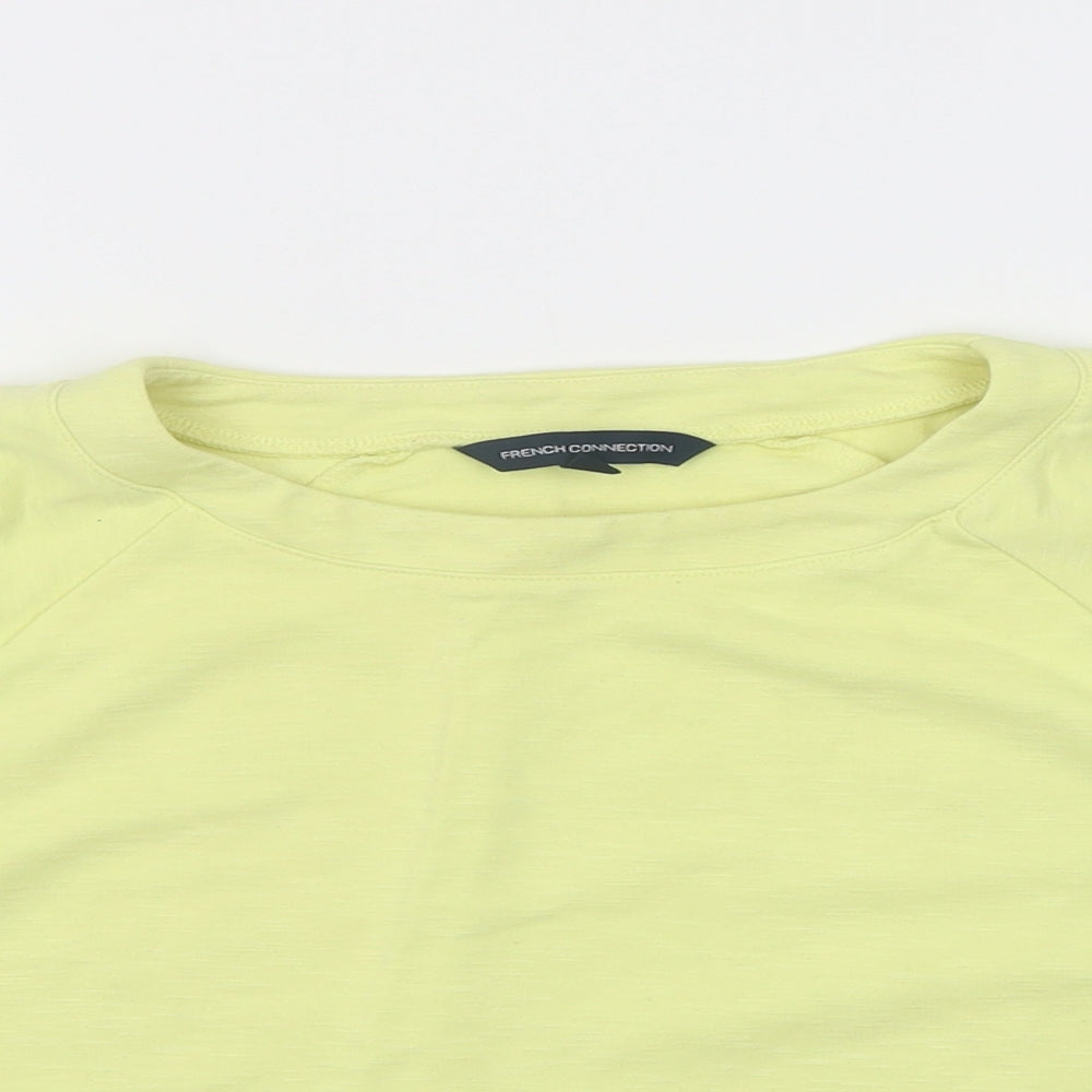Womens UK Size M French Connection Yellow Cropped T-Shirt