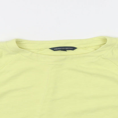 Womens UK Size M French Connection Yellow Cropped T-Shirt
