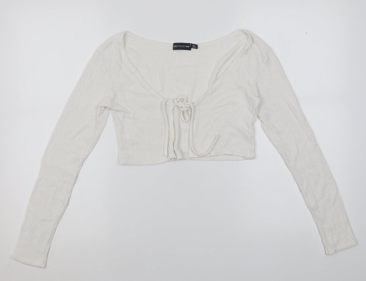 Womens UK Size 6 PRETTYLITTLETHING White Cardigan Jumper