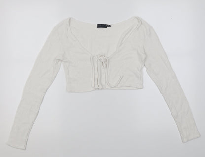 Womens UK Size 6 PRETTYLITTLETHING White Cardigan Jumper
