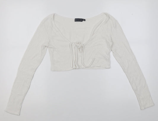 Womens UK Size 6 PRETTYLITTLETHING White Cardigan Jumper