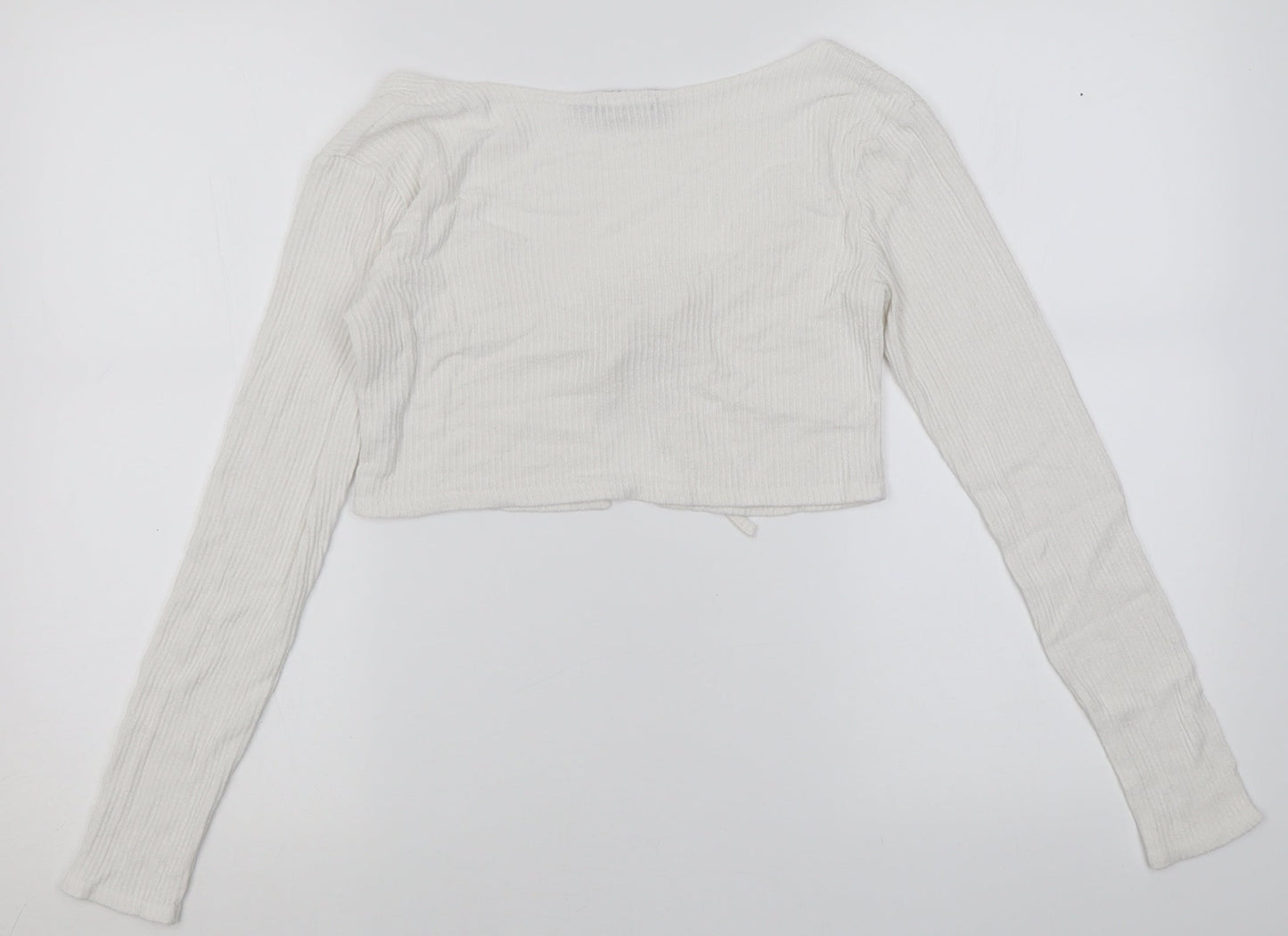 Womens UK Size 6 PRETTYLITTLETHING White Cardigan Jumper