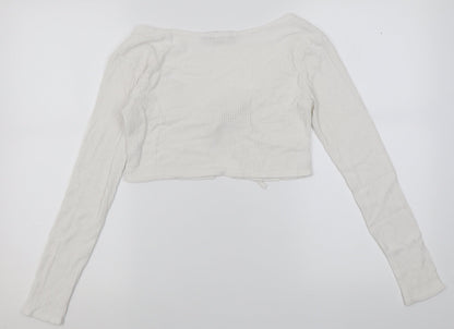 Womens UK Size 6 PRETTYLITTLETHING White Cardigan Jumper