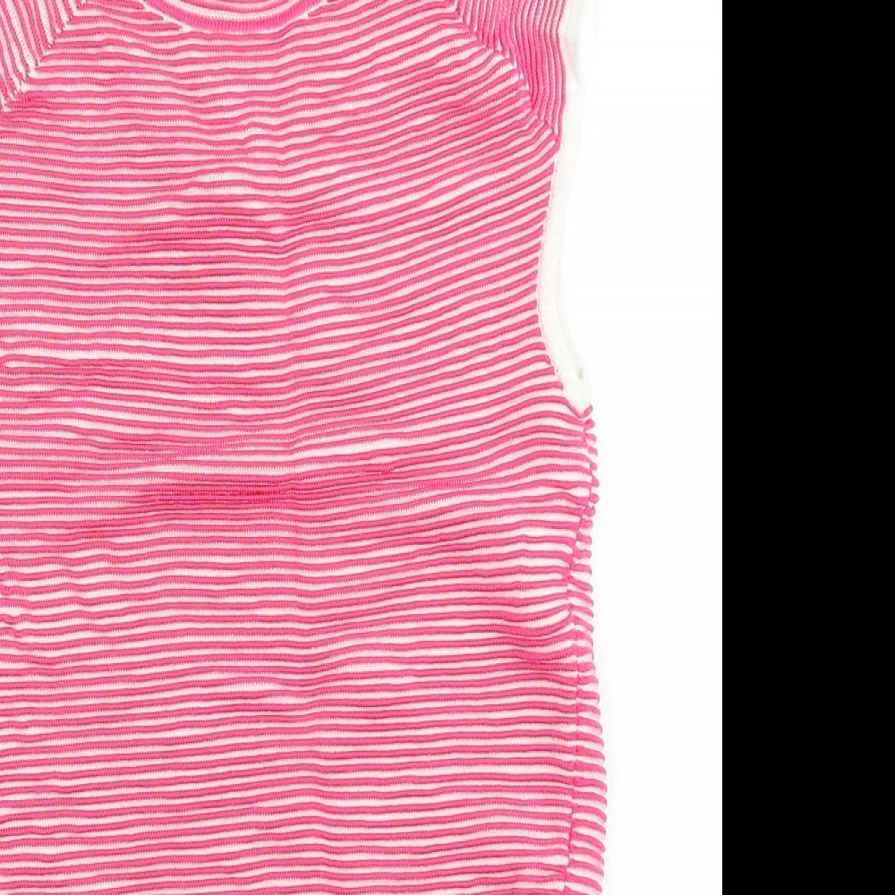 NEXT Girls Pink  Viscose Pencil Dress  Size 8 Years  Round Neck Zip