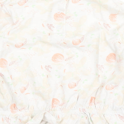 Vertbaudet Girls Ivory  100% Cotton Basic T-Shirt Size 2 Years Round Neck Pullover - Butterfly