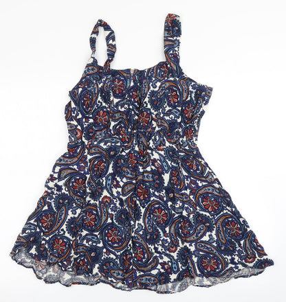 Brave Soul Womens Blue  Viscose Skater Dress  Size M  Round Neck Zip