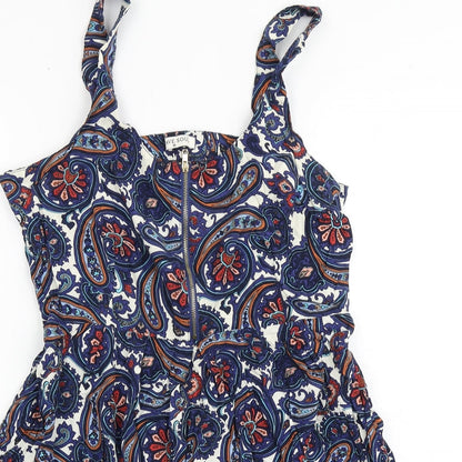 Brave Soul Womens Blue  Viscose Skater Dress  Size M  Round Neck Zip