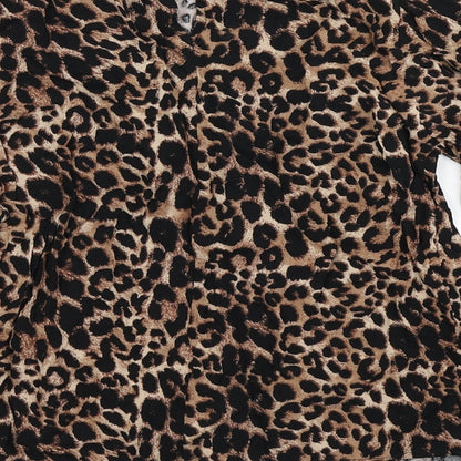 George Womens Brown Animal Print Viscose Basic Blouse Size 8 Collared