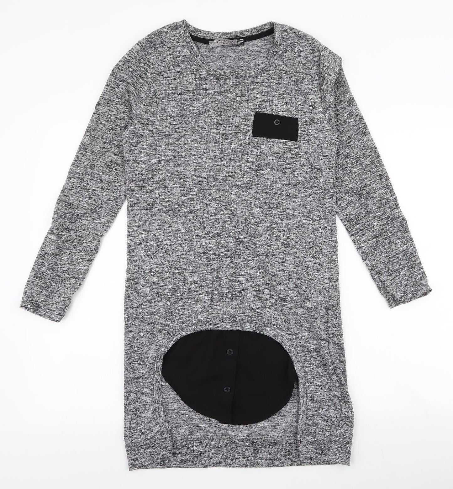 Zarra Gembos Womens Grey  Polyester Jumper Dress  Size 8  Round Neck Pullover - Shirt insert
