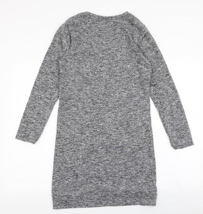 Zarra Gembos Womens Grey  Polyester Jumper Dress  Size 8  Round Neck Pullover - Shirt insert