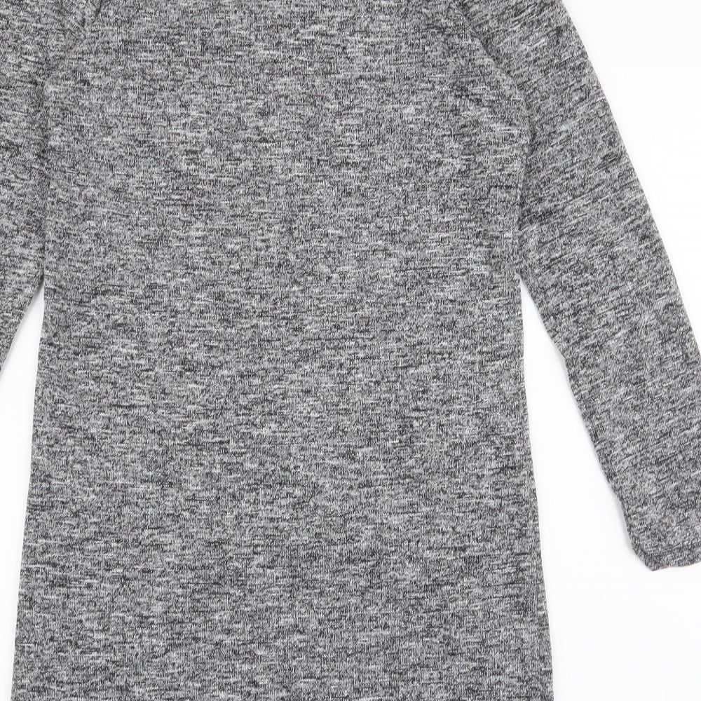 Zarra Gembos Womens Grey  Polyester Jumper Dress  Size 8  Round Neck Pullover - Shirt insert