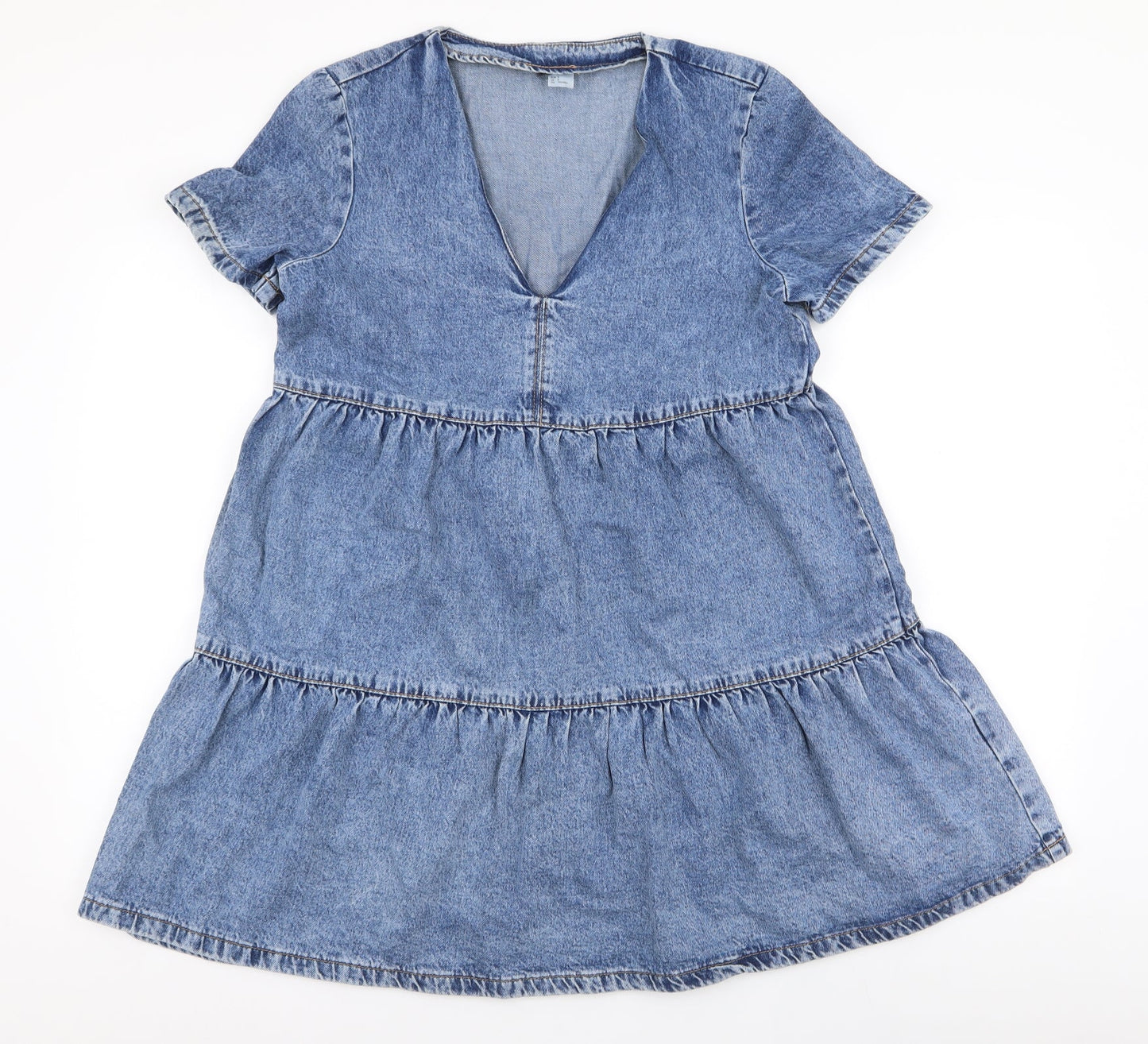 Preworn Womens Blue  Polyester A-Line  Size S  V-Neck Pullover - Smock dress