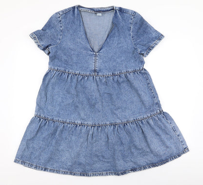 Preworn Womens Blue  Polyester A-Line  Size S  V-Neck Pullover - Smock dress