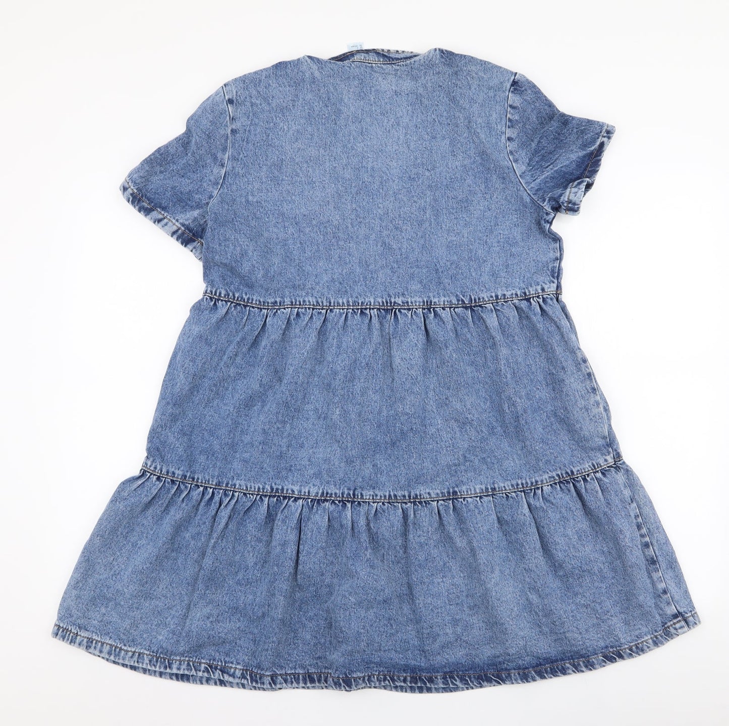 Preworn Womens Blue  Polyester A-Line  Size S  V-Neck Pullover - Smock dress