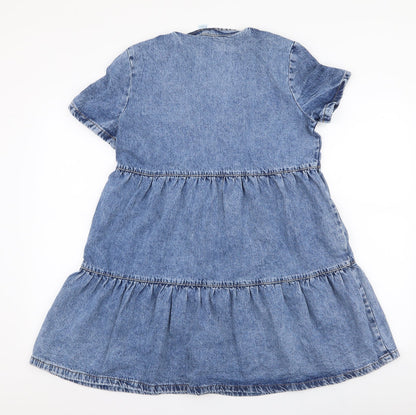 Preworn Womens Blue  Polyester A-Line  Size S  V-Neck Pullover - Smock dress