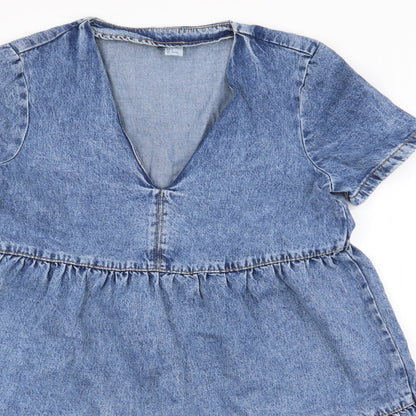 Preworn Womens Blue  Polyester A-Line  Size S  V-Neck Pullover - Smock dress