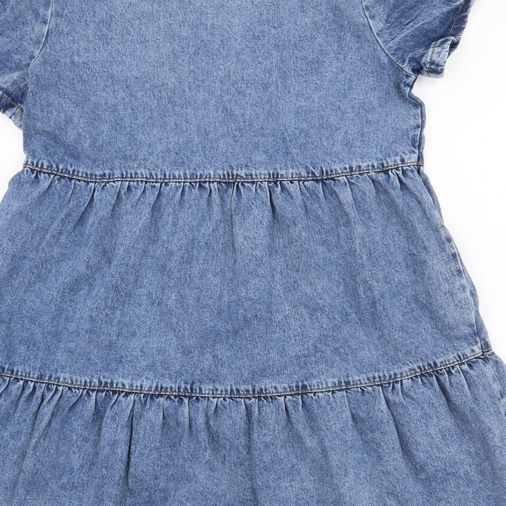 Preworn Womens Blue  Polyester A-Line  Size S  V-Neck Pullover - Smock dress