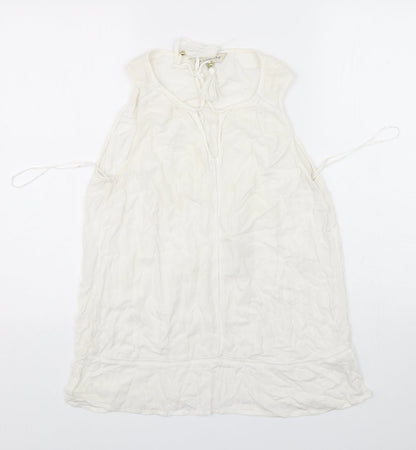 F&F Womens White  Viscose Basic Blouse Size 8 Round Neck