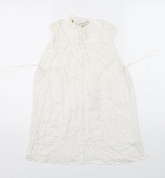 F&F Womens White  Viscose Basic Blouse Size 8 Round Neck