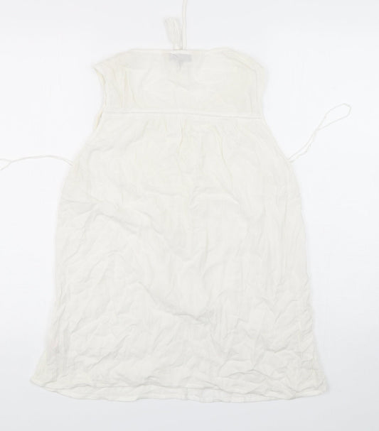 F&F Womens White  Viscose Basic Blouse Size 8 Round Neck