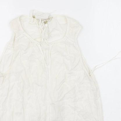 F&F Womens White  Viscose Basic Blouse Size 8 Round Neck