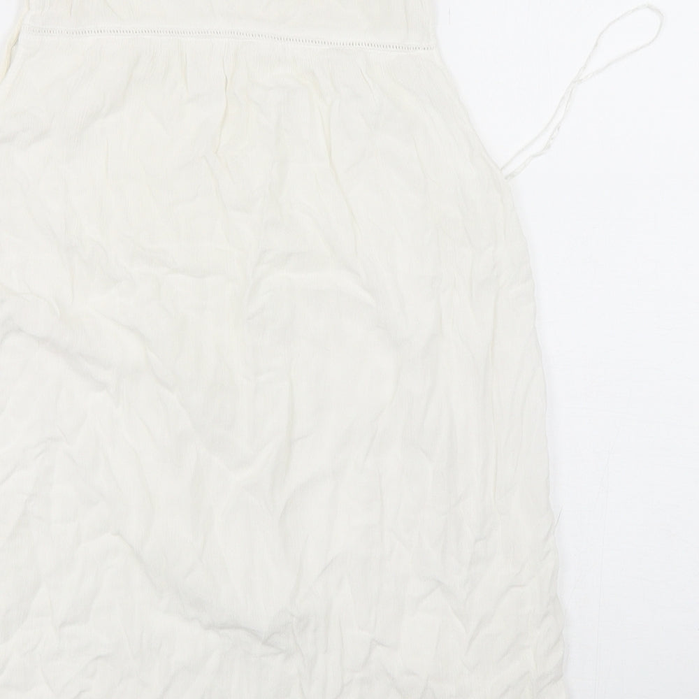 F&F Womens White  Viscose Basic Blouse Size 8 Round Neck