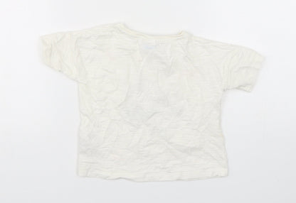 Disney Boys White  Cotton Basic T-Shirt Size 18-24 Months Round Neck Pullover - Disney and friends