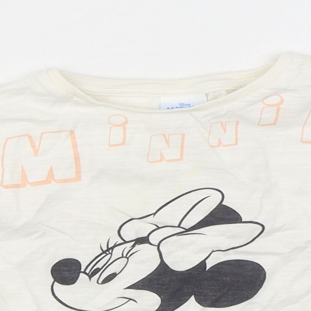 Disney Boys White  Cotton Basic T-Shirt Size 18-24 Months Round Neck Pullover - Disney and friends