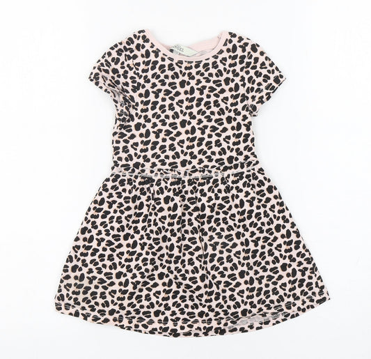 E-vie Girls Multicoloured Animal Print Cotton A-Line  Size 12-18 Months  Round Neck