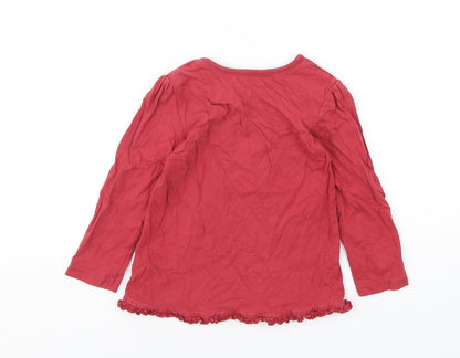 George Girls Red  Cotton Basic T-Shirt Size 18-24 Months Round Neck Pullover
