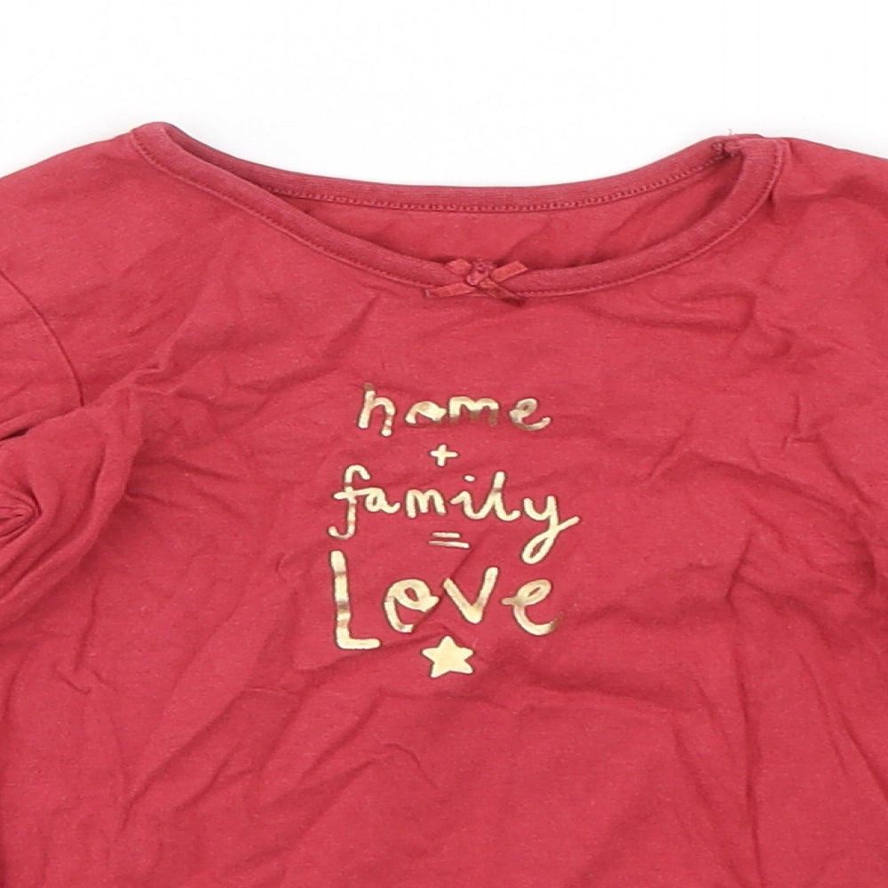 George Girls Red  Cotton Basic T-Shirt Size 18-24 Months Round Neck Pullover