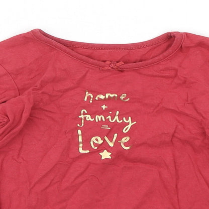 George Girls Red  Cotton Basic T-Shirt Size 18-24 Months Round Neck Pullover
