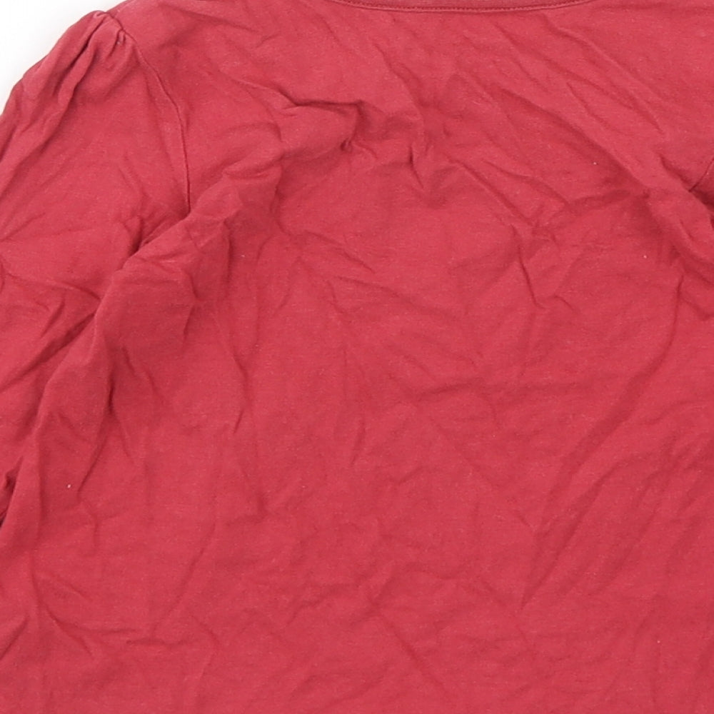 George Girls Red  Cotton Basic T-Shirt Size 18-24 Months Round Neck Pullover