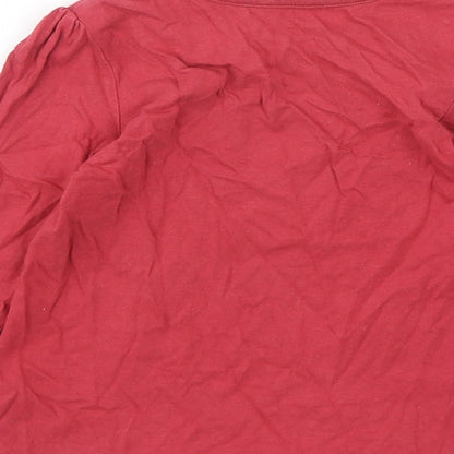 George Girls Red  Cotton Basic T-Shirt Size 18-24 Months Round Neck Pullover