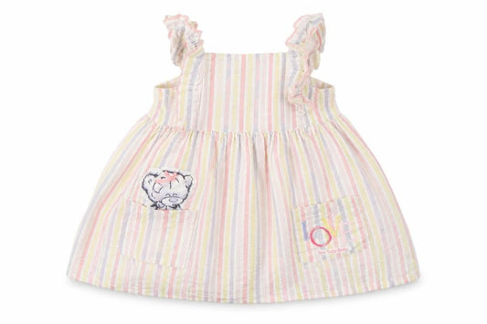 Tatty Teddy Girls Multicoloured Striped Cotton A-Line  Size 12-18 Months  Round Neck