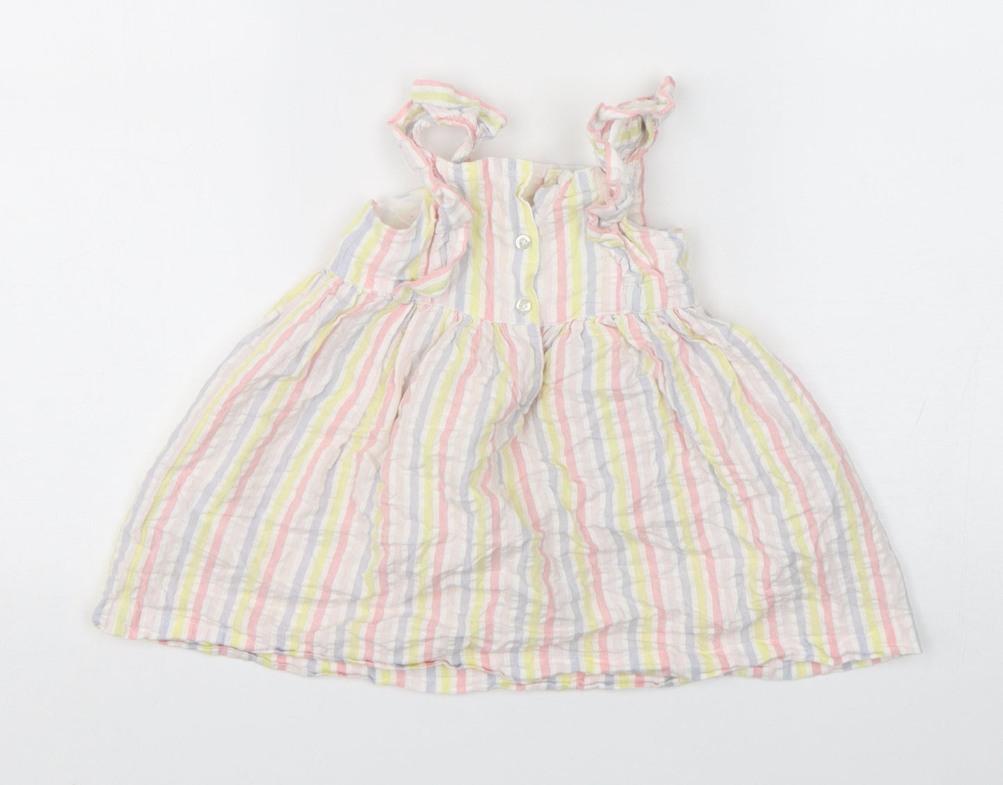 Tatty Teddy Girls Multicoloured Striped Cotton A-Line  Size 12-18 Months  Round Neck