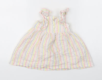 Tatty Teddy Girls Multicoloured Striped Cotton A-Line  Size 12-18 Months  Round Neck