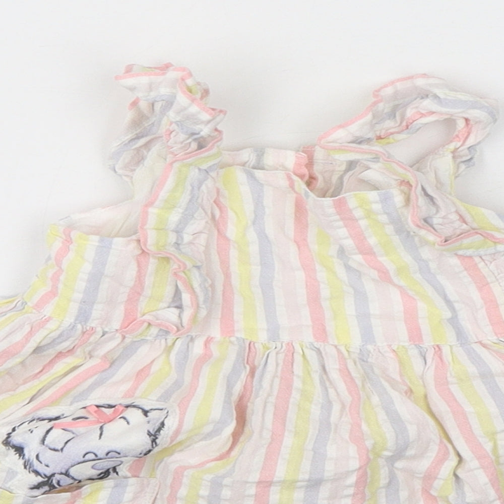 Tatty Teddy Girls Multicoloured Striped Cotton A-Line  Size 12-18 Months  Round Neck