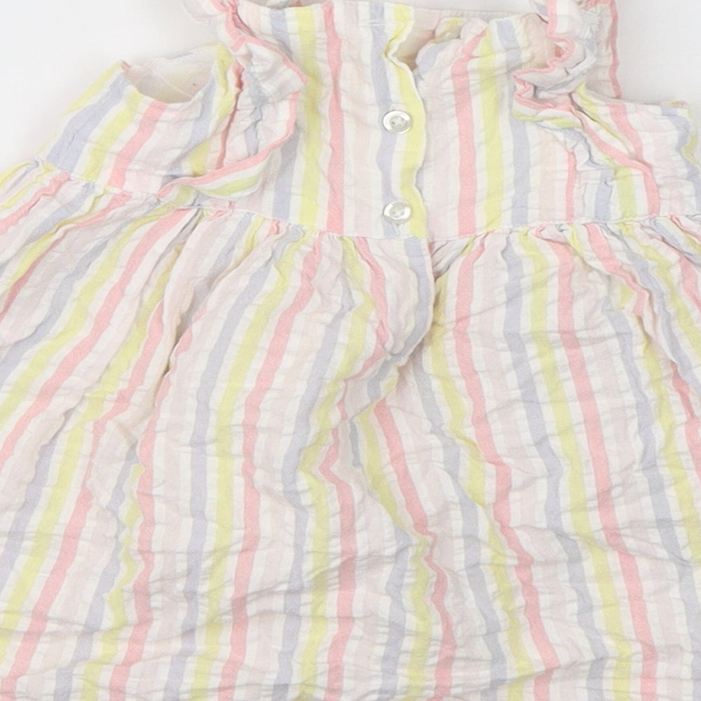 Tatty Teddy Girls Multicoloured Striped Cotton A-Line  Size 12-18 Months  Round Neck