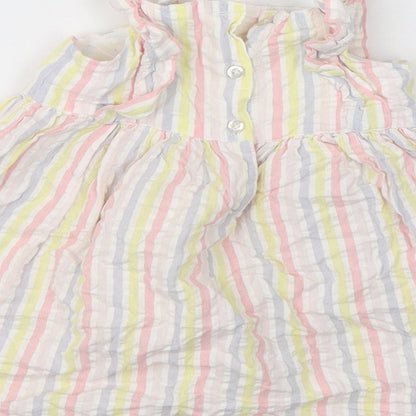 Tatty Teddy Girls Multicoloured Striped Cotton A-Line  Size 12-18 Months  Round Neck